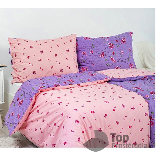 Bavlněné povlečení DELUXE 140x200+70x90 Fleur fialová