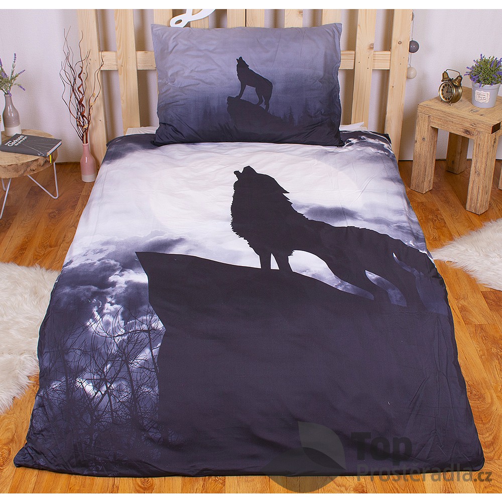 TP 3D povlečení 140x200 + 70x90 - Black Wolf