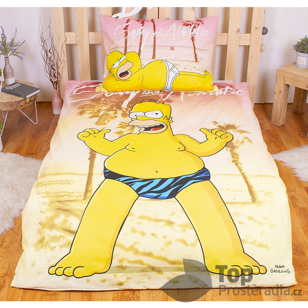 Bavlněné povlečení 140x200 70x90 Homer Simpson beach