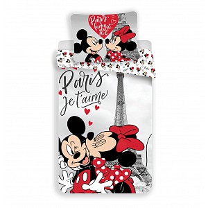 Bavlněné povlečení 140x200+50x70 Mickey & Minnie Je T'aime paris
