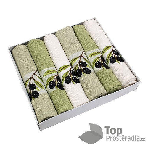 Olives dárkový set - vaflové utěrky 6ks