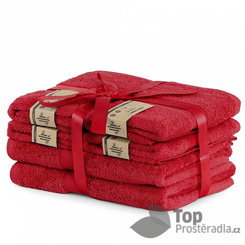 Set luxusních bambusových ručníků a osušek BAMBY 4+2 Červený