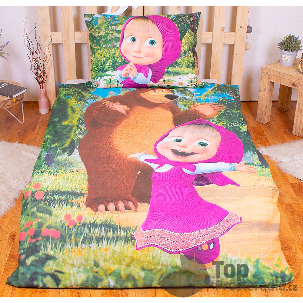 TP Bavlněné povlečení 140x200+70x90 Máša a Medvěd zas a znova