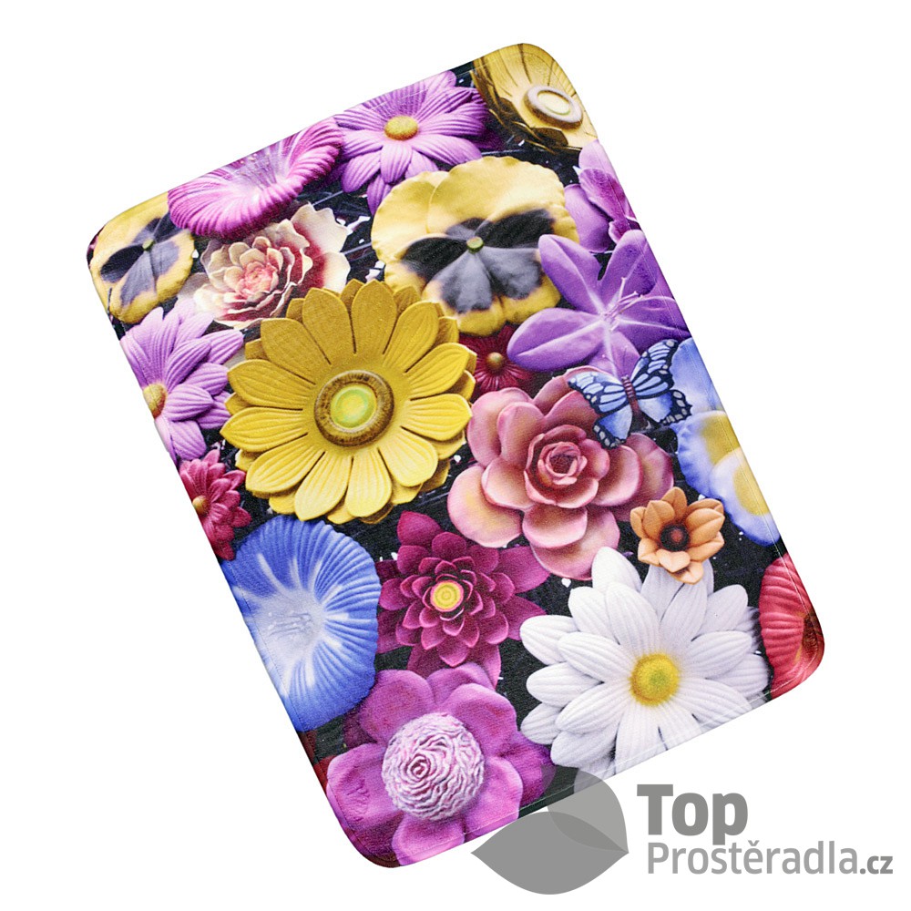 TP 3D Podlahová předložka 50x70 Květiny s motýlem