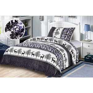 Mikroplyšové povlečení Premium 140x200+70x90 Sobíci fialoví