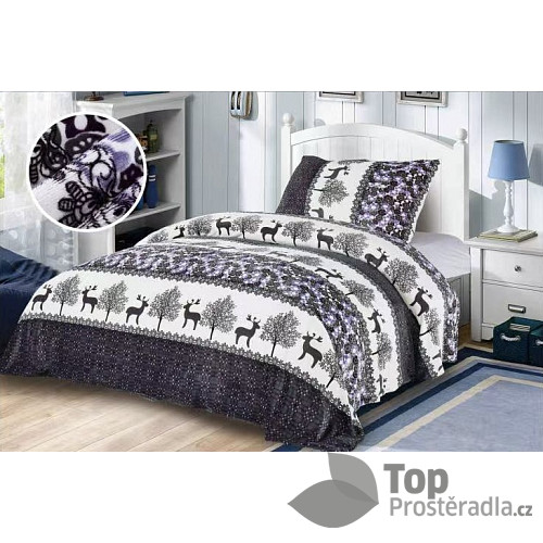Mikroplyšové povlečení Premium 140x200+70x90 Sobíci fialoví