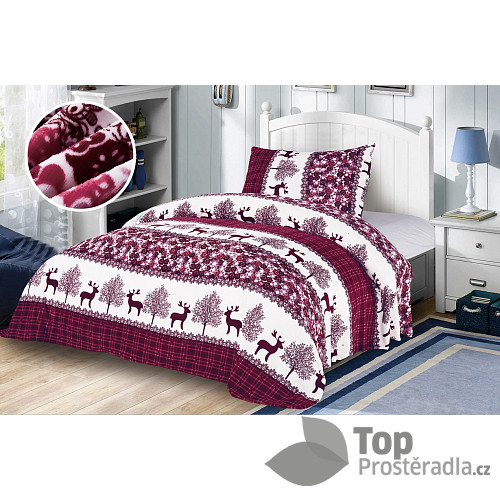 Mikroplyšové povlečení Premium 140x200+70x90 Sobíci červení