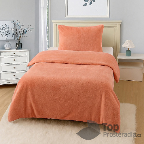 Jednobarevné mikroplyšové povlečení Premium 140x200+70x90 Lososové