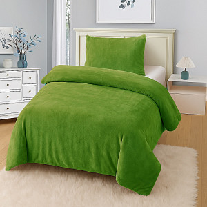 Jednobarevné mikroplyšové povlečení Premium 140x200+70x90 Zelená