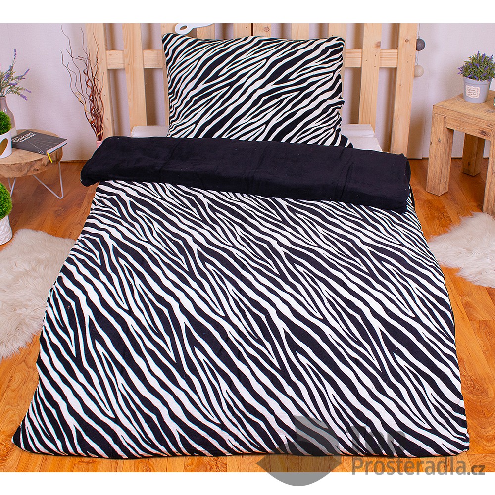 TOP Mikroplyšové povlečení PRIME 70x90+140x200 - Zebra