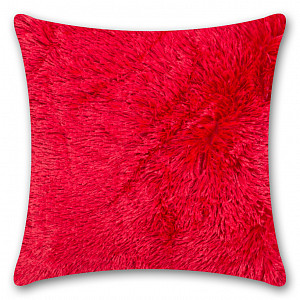 Luxusní povlak na polštářek s dlouhým vlasem 40x40 - Červená