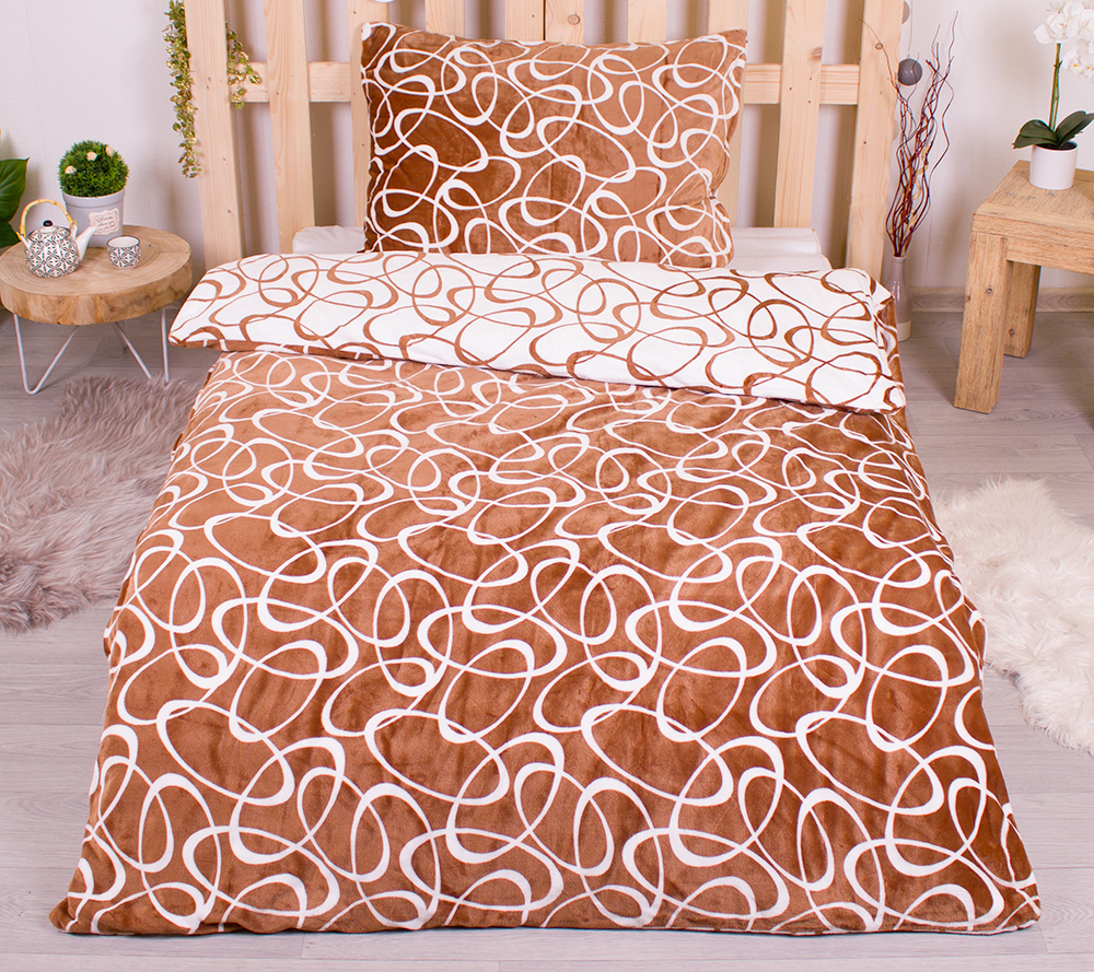 TP Povlečení mikroflanel Millenium 140x200 + 70x90 - Kristy hnědá