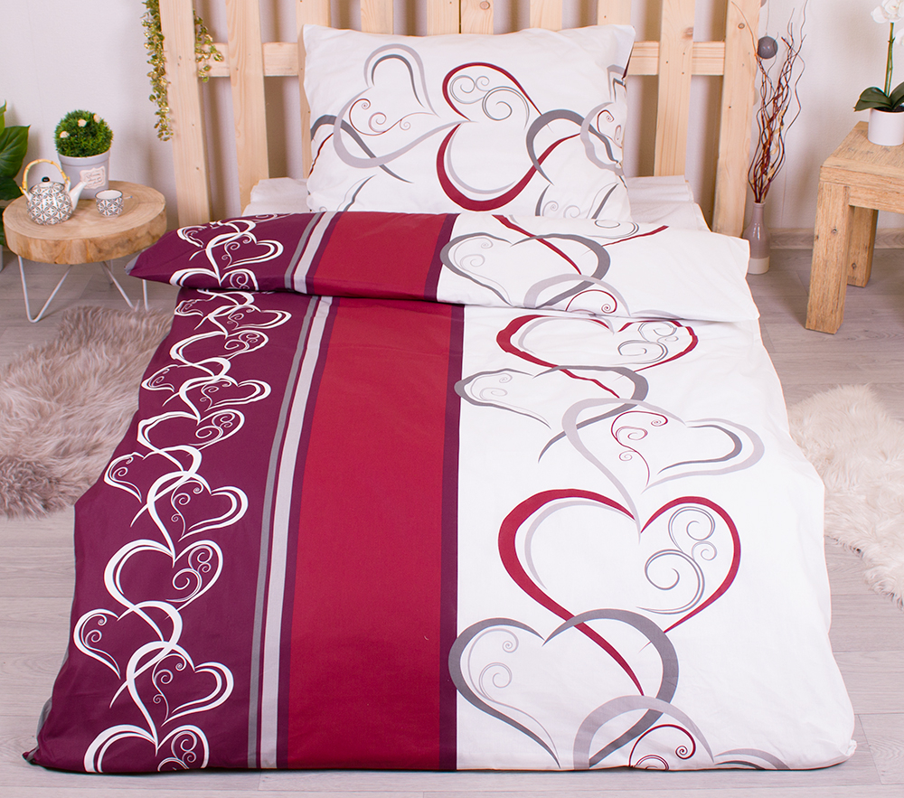 Bavlněné povlečení 140x200+70x90 Srdce jedním tahem