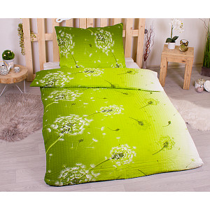 Krepové povlečení Deluxe 140x200+70x90 Pampeliška zelená