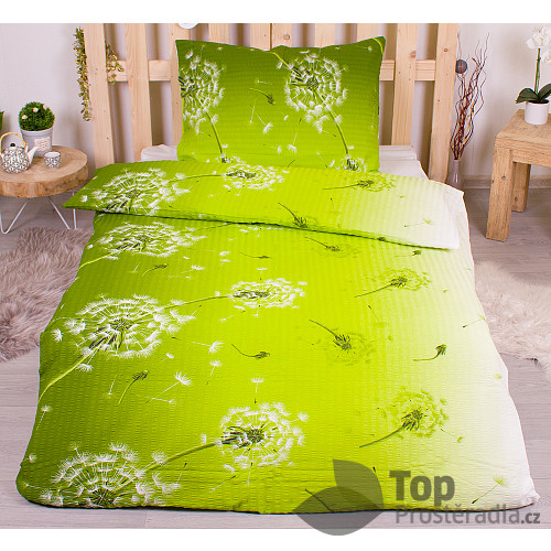 Krepové povlečení Deluxe 140x200+70x90 Pampeliška zelená