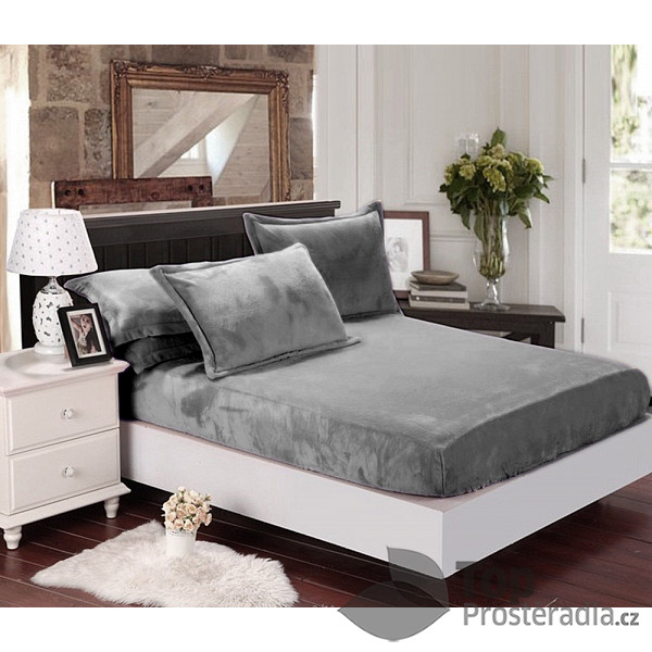 Mikroplyšové prostěradlo 220x200 Elegance – Tmavě šedá