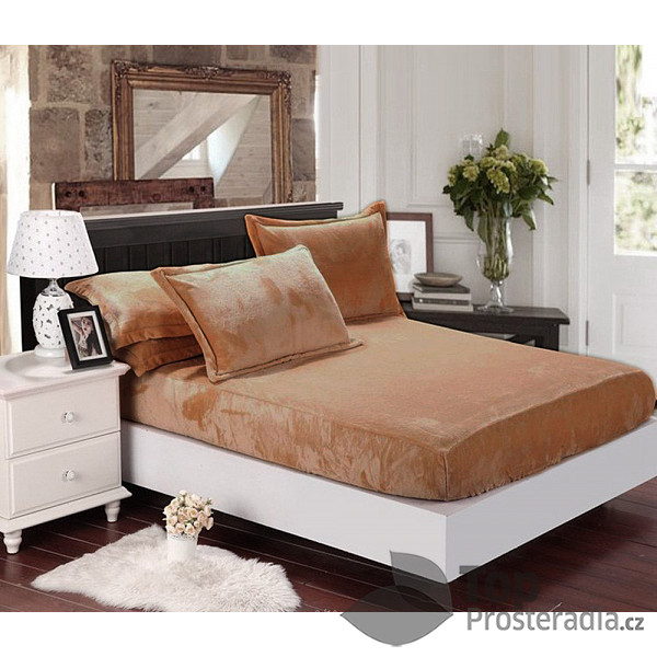 Mikroplyšové prostěradlo 220x200 Elegance – Světle hnědá