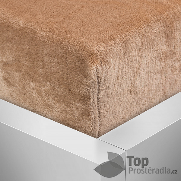 Mikroplyšové prostěradlo 180x200 Elegance – Světle hnědá