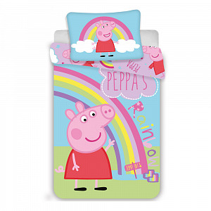 Bavlněné povlečení do postýlky 40x60+100x135 Peppa Rainbow