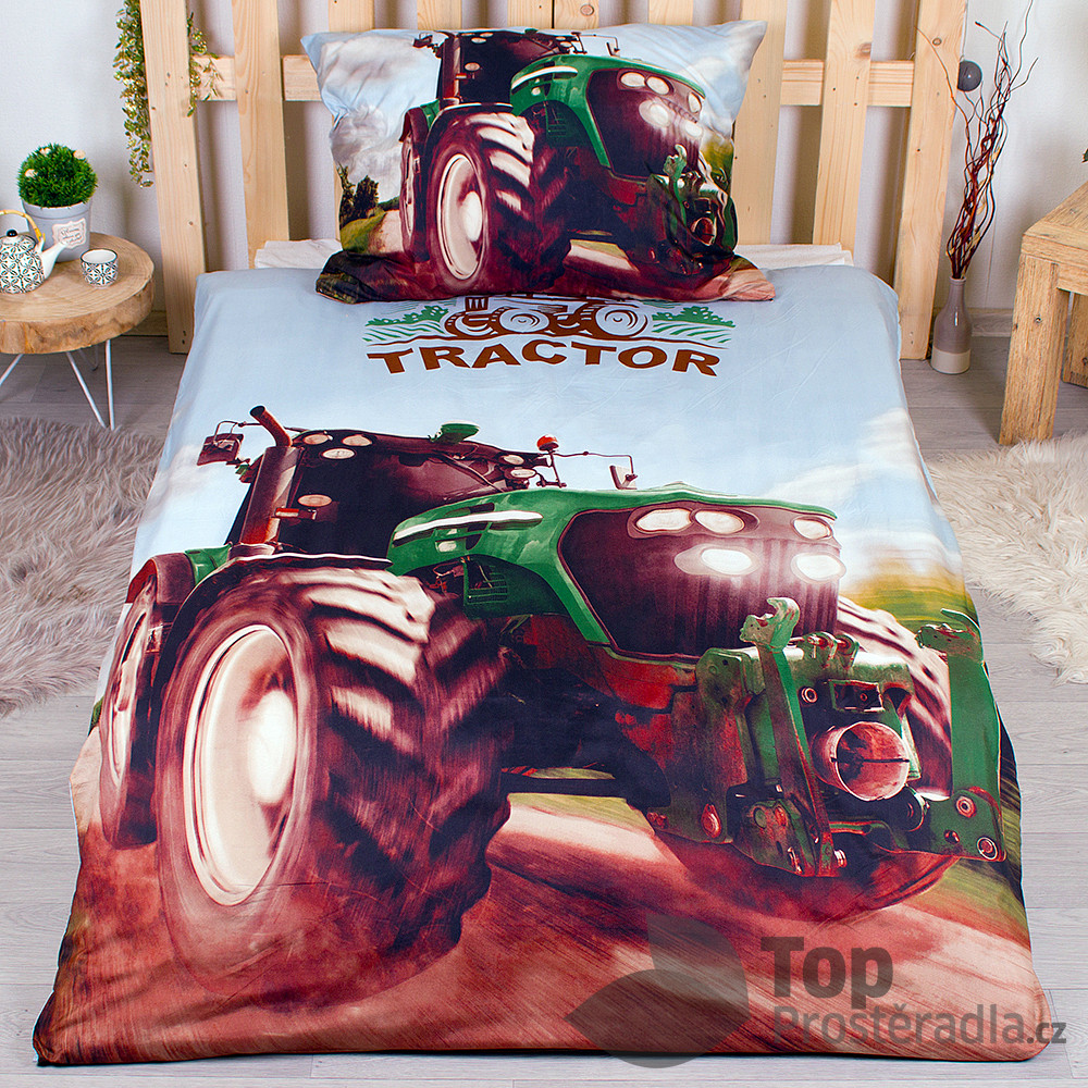 TP 3D povlečení 140x200 + 70x90 - Traktor green
