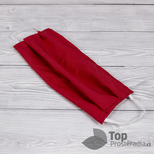 Bavlněná rouška s kapsou - Červená