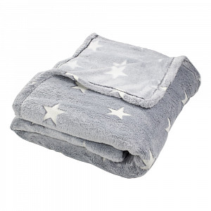 Mikroflanelová deka Premium 150x200 - Shining Stars světle šedá - ve tmě svítí