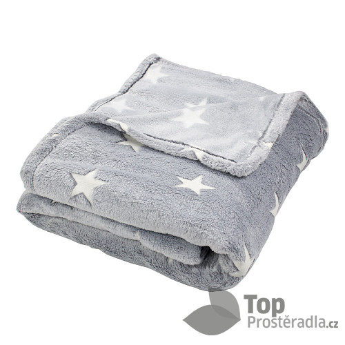 Mikroflanelová deka Premium 150x200 - Shining Stars světle šedá - ve tmě svítí