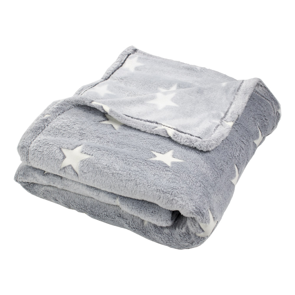 TP Mikroflanelová deka Premium 150x200 - Shining Stars světle šedá - ve tmě svítí