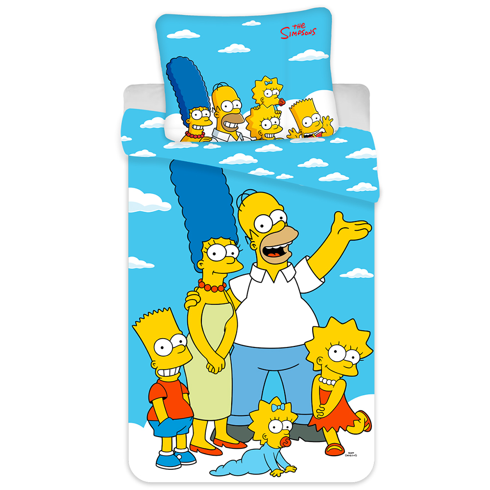 Fotografie TP Bavlněné povlečení 140x200+70x90 The Simpsons family Clouds